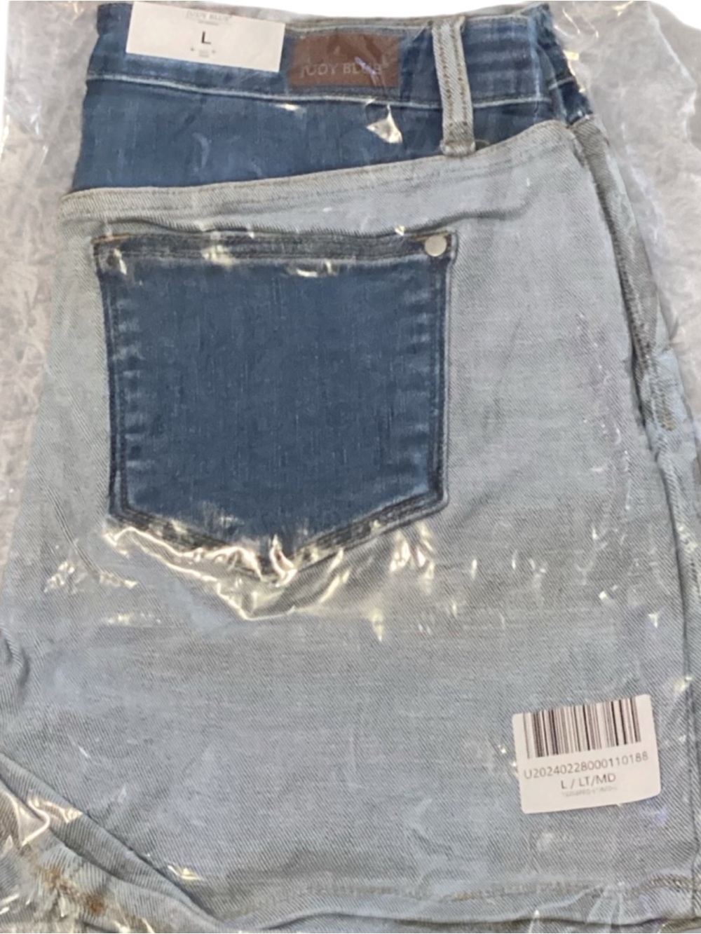 NWT Judy Blue Annie Color Block High Rise Denim Shorts Mixed Wash Stretch - Picture 8 of 9